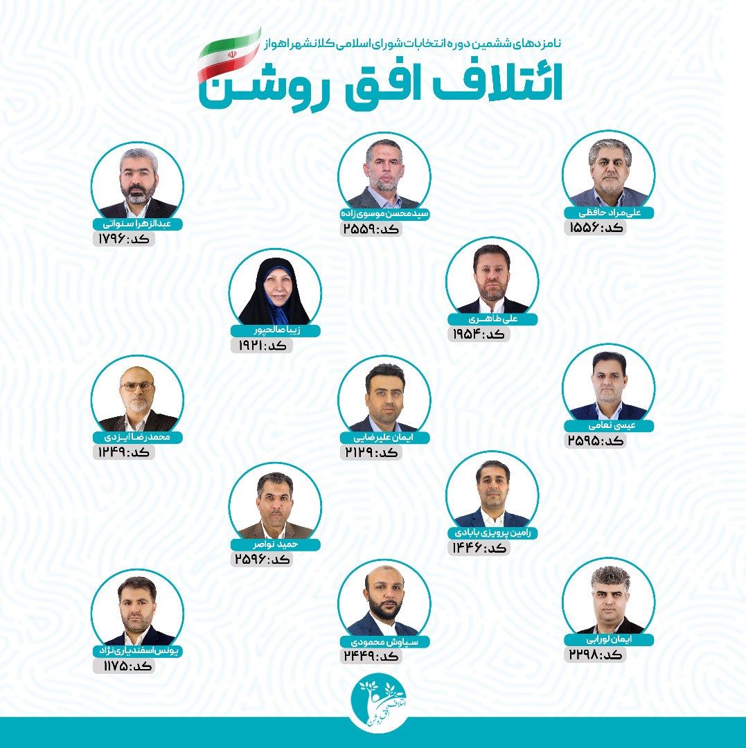 IMG 20210613 WA0009 لیست نامزدهای منتخب ائتلاف افق روشن برای حمایت در ششمین دوره انتخابات شورای اسلامی شهر اهواز منتشر شد